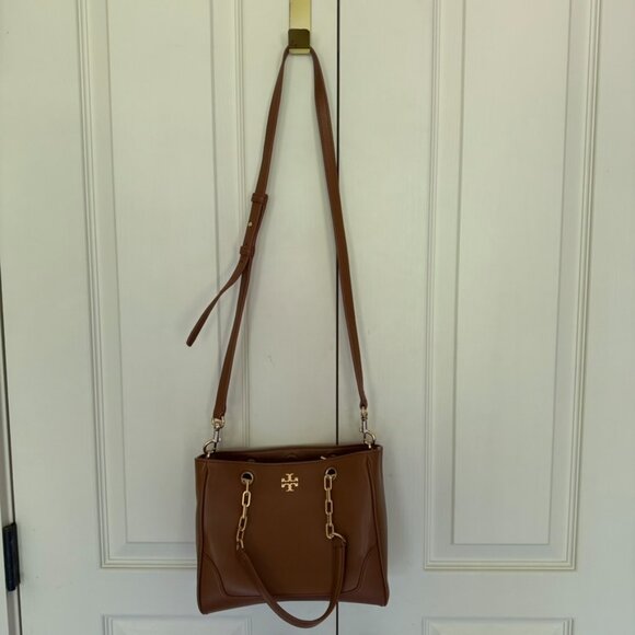 Tory Burch Eleanor Satchel smooth leather color Brown with gold tone logo - Picture 4 of 8